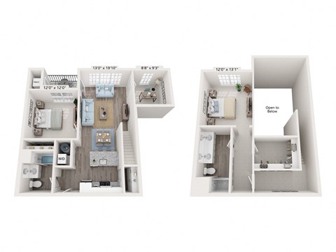 Floor plan for 2 beds, 2 baths, 1326 sqft